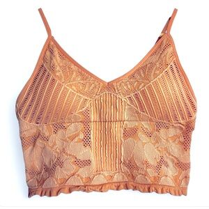 FORNIA Boho Ruffled Bralette Cami Peach M/L NWT